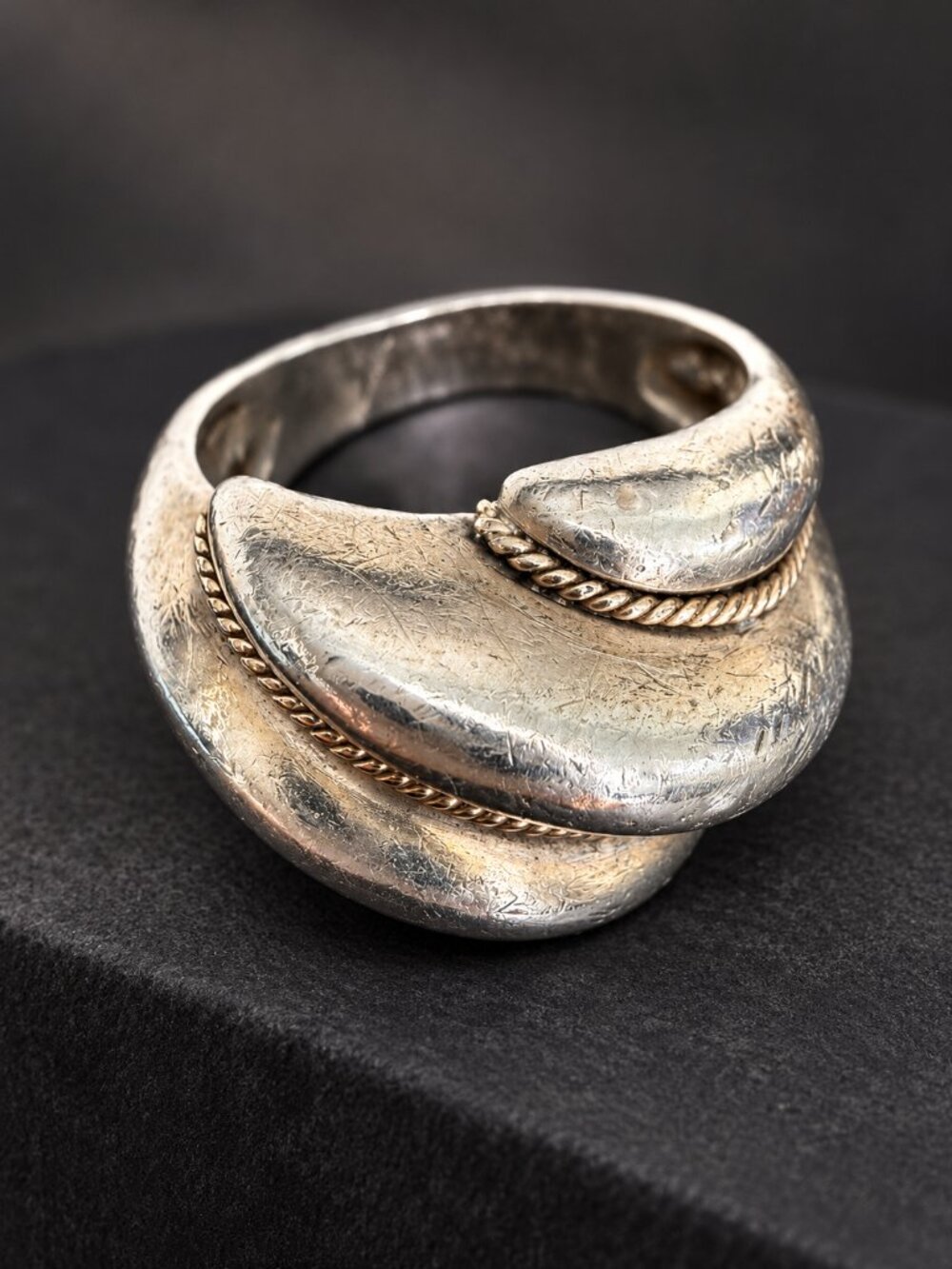 Vintage Tiffany & Co. Shrimp Dome Ring 925 and 14K size 4.5